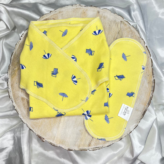 Upcycled Cotton Preflat - One Size - Yellow Umbrellas