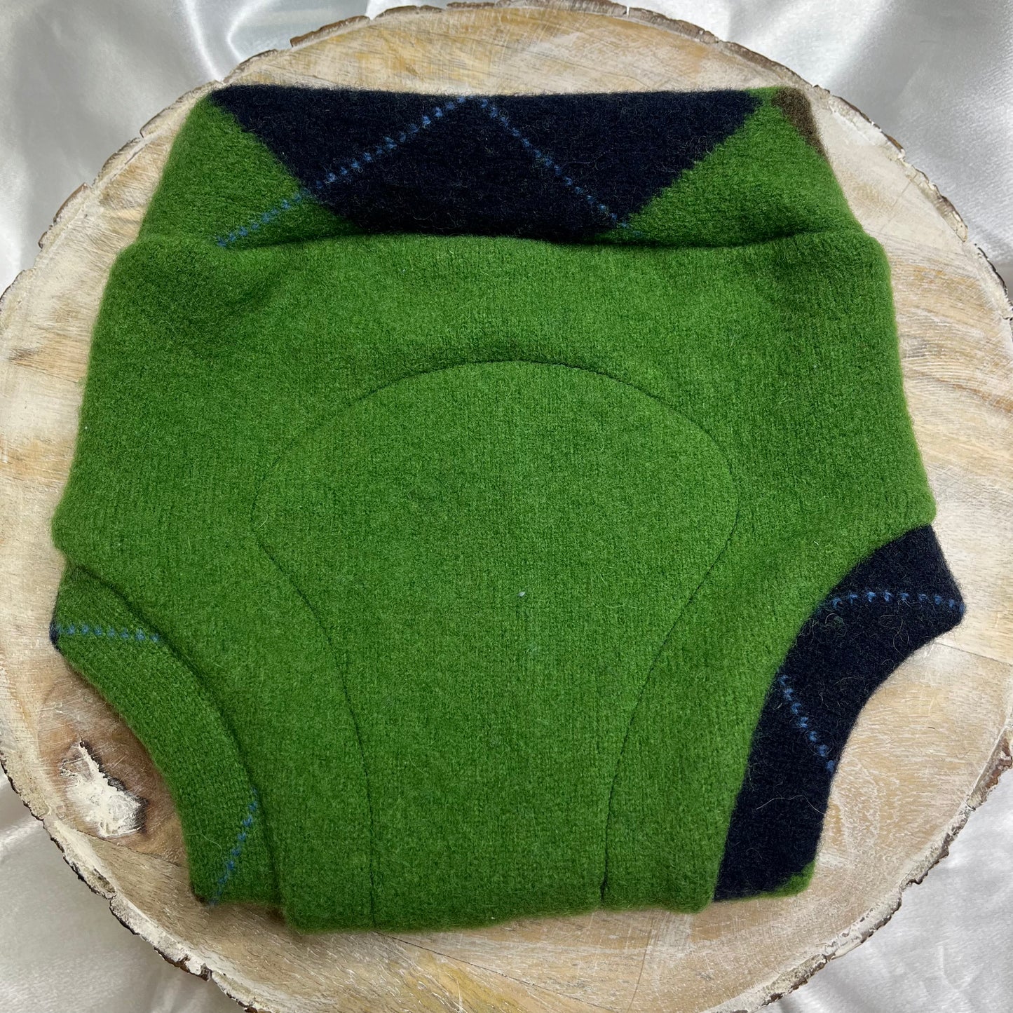 Upcycled Wool Cover - Size M - Green Argyle