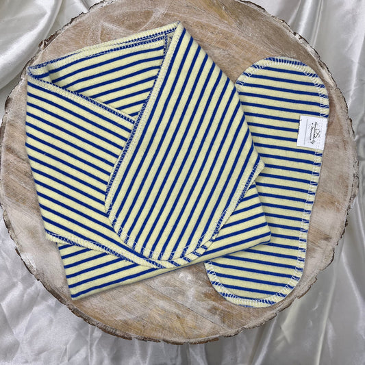 Upcycled Cotton Preflat - One Size - Baby Yellow W/ Blue Stripes