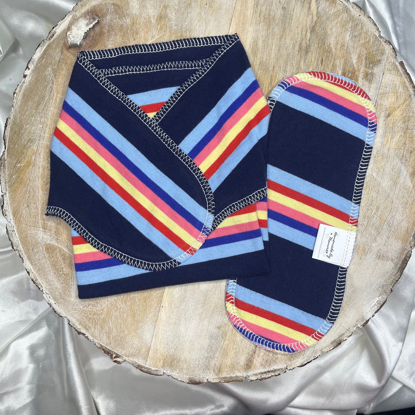 Upcycled Cotton Preflat - Newborn - Navy w/ Stripes
