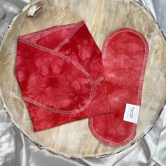 Upcycled Cotton Preflat - Newborn - Dk Pink/Red Tie Dye