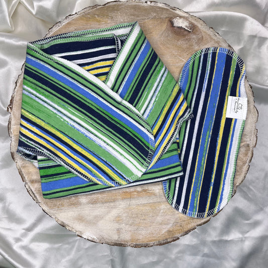 Upcycled Cotton Preflat - One Size - Green/Blue Stripes