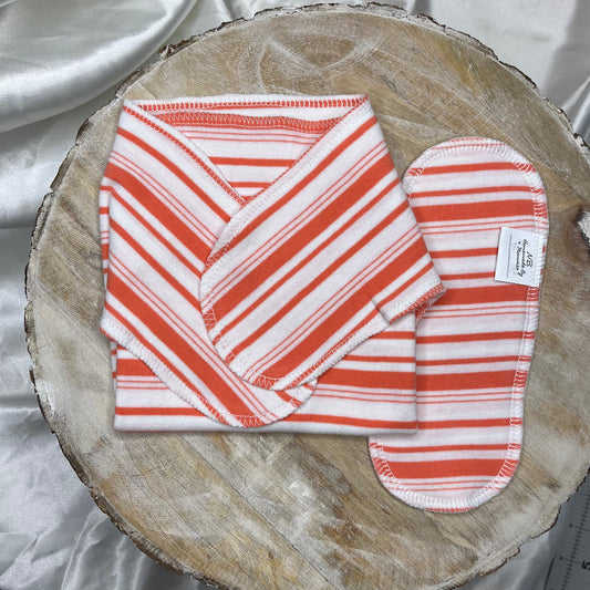 Upcycled Cotton Preflat - Newborn - Peach Stripes