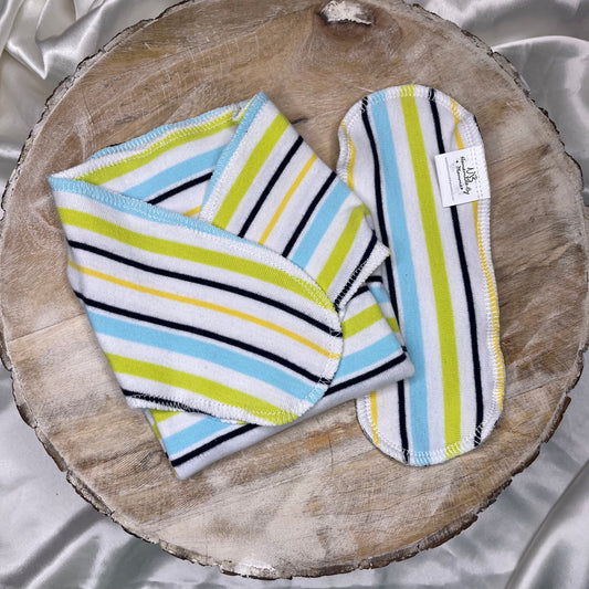 Upcycled Cotton Preflat - Newborn - Bright Stripes