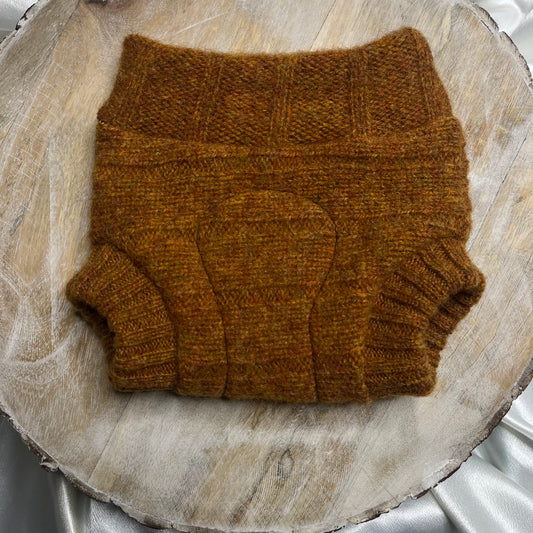 Upcycled Wool Cover- Size Newborn - Burnt Orange