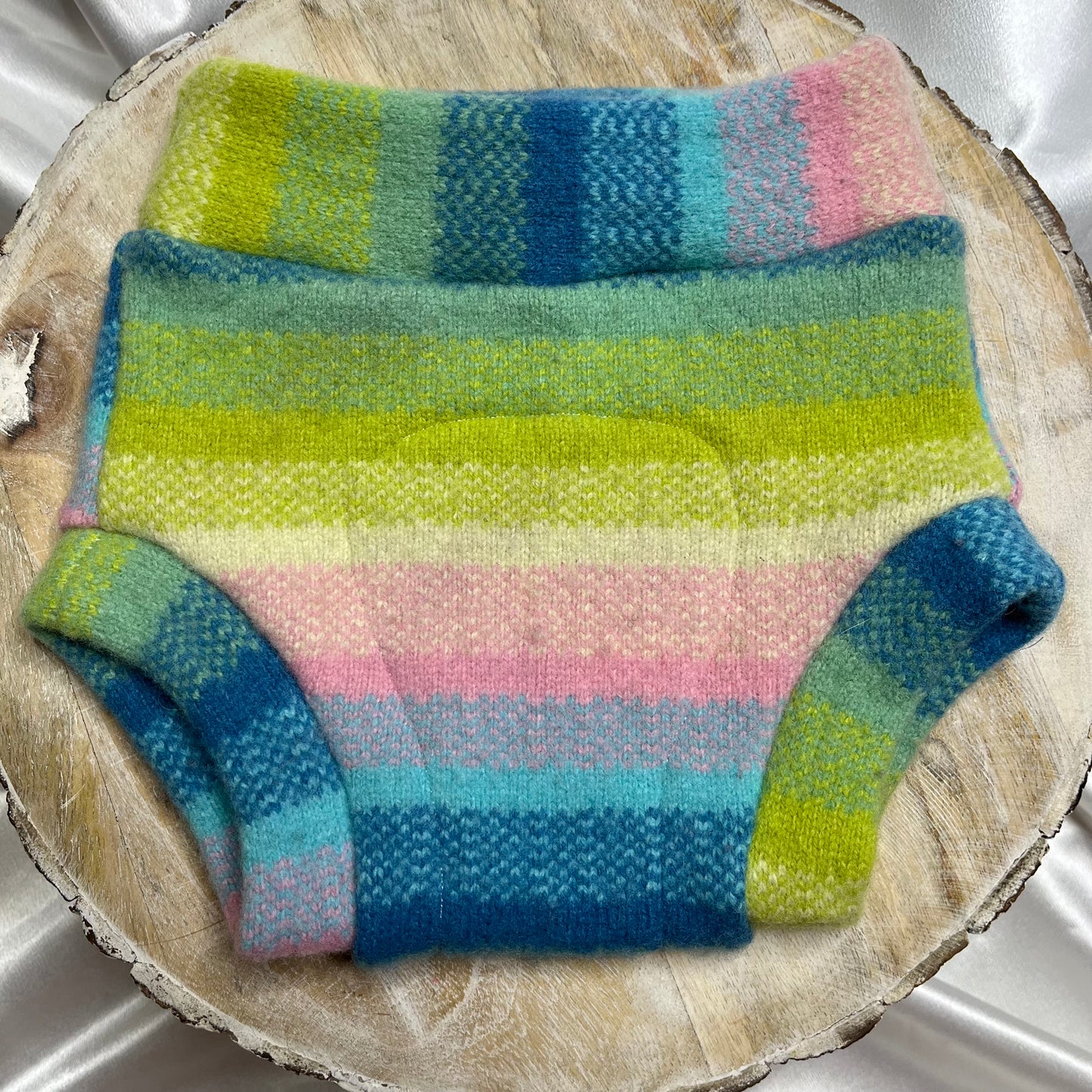 Upcycled Wool Cover - Size Medium - Spring Stripes