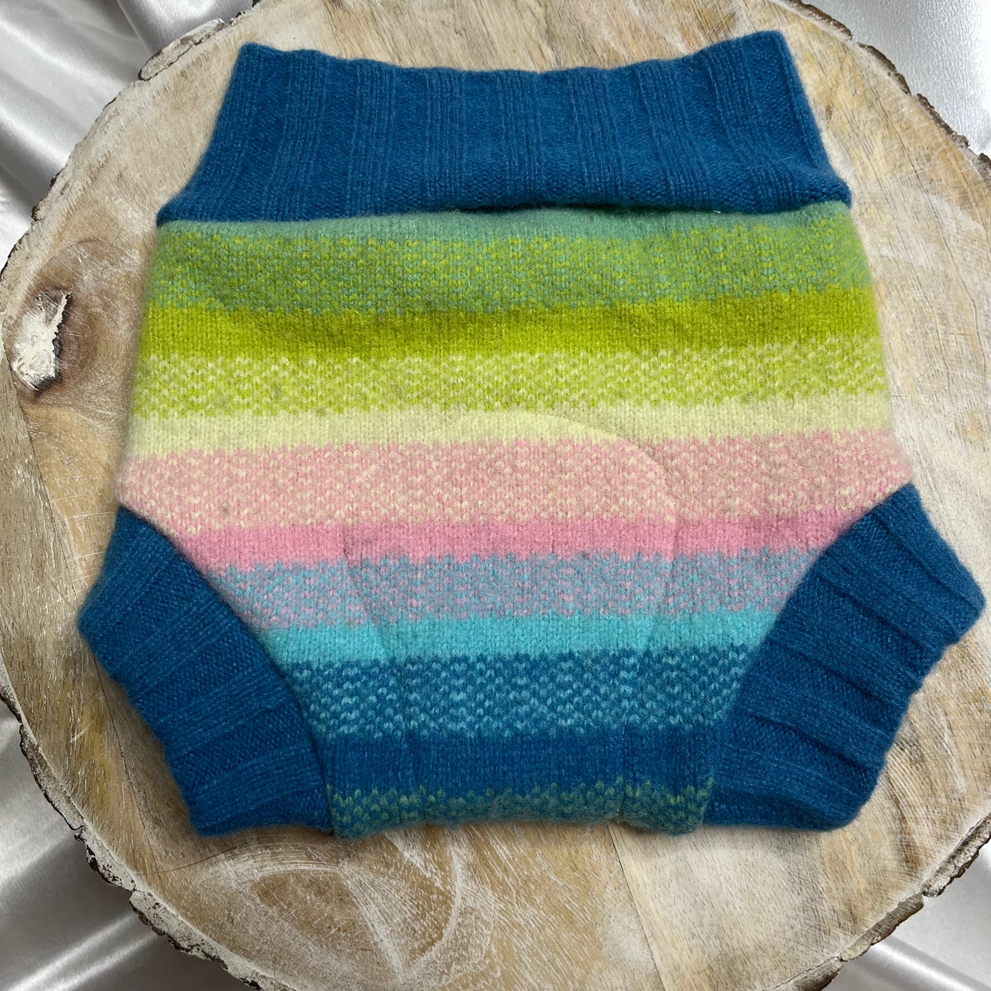 Upcycled Wool Cover - Size Small - Spring Stripes