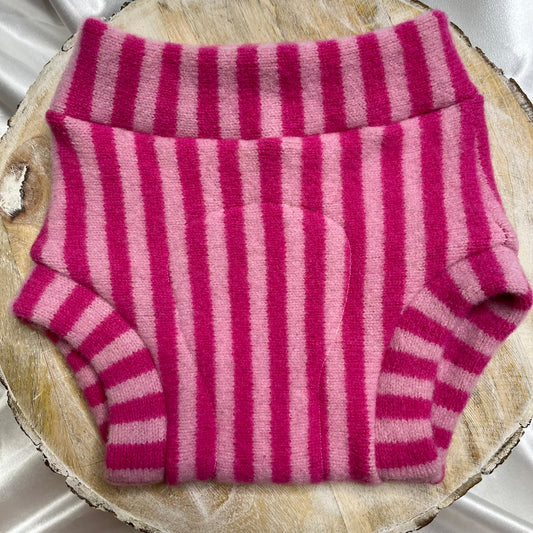 Upcycled Wool Cover - Size Medium - Pink Stripes